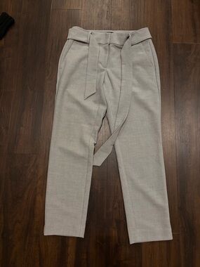 LOFT Julie Tie Waist Pants Gray Size 2 Career Work Tapered Trouser